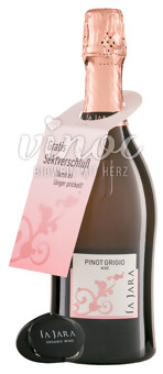 Spumante Pinot Grigio Rosé Brut La Jara mit Flaschenanhänger und Flaschenverschluss
